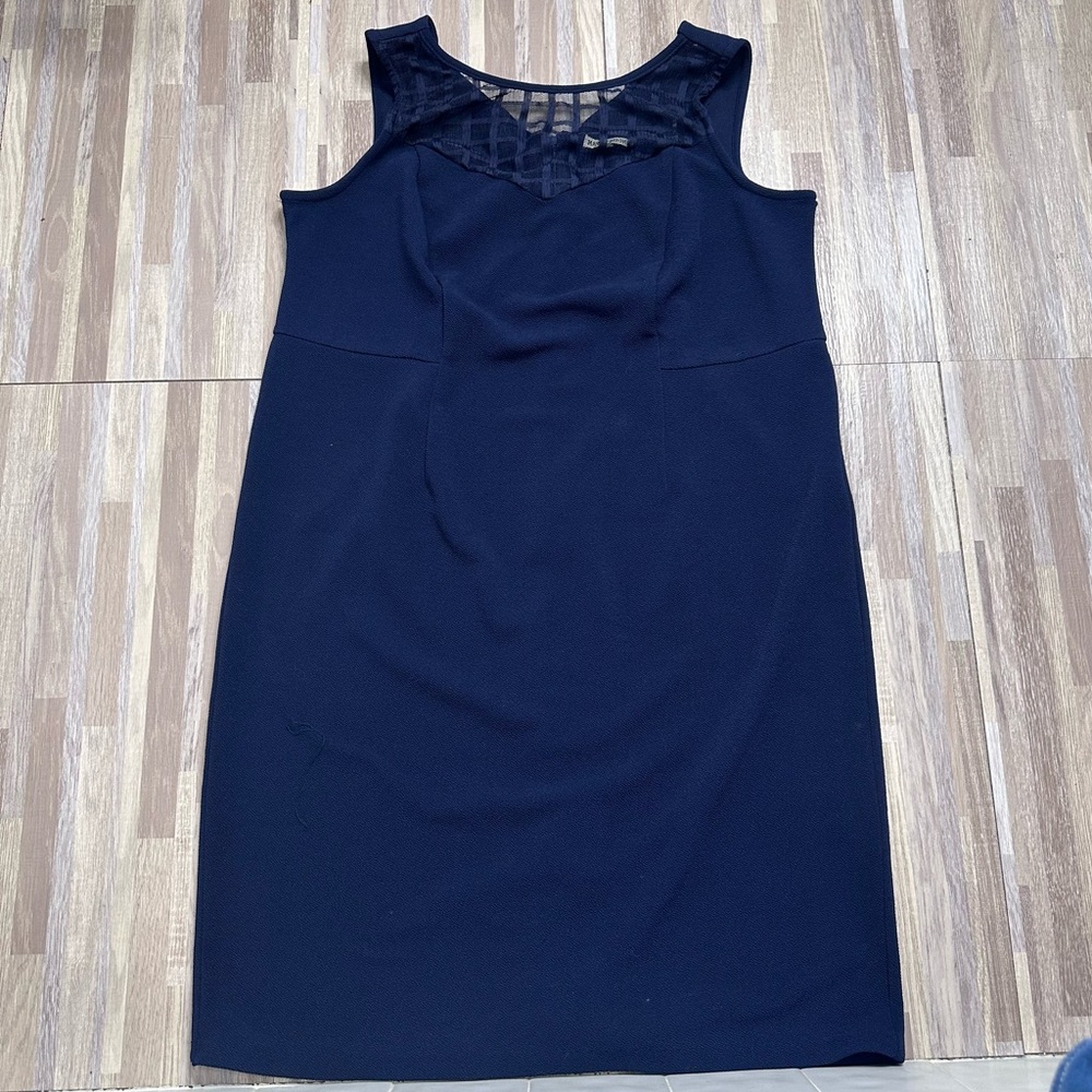Elegant Navy Blue Sleeveless Dress Women’s 14W